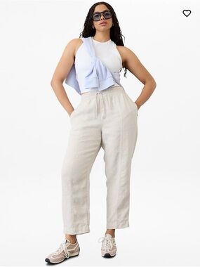 Athleta Linen-Blend Drawstring Ankle Pants - Cream